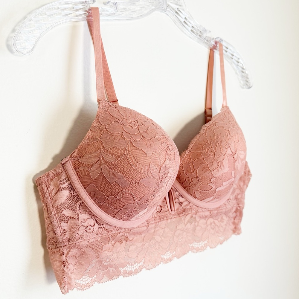 Marilyn Monroe Lace Push Up Padded Bra in Blush Pink with Underwire, Airy Design